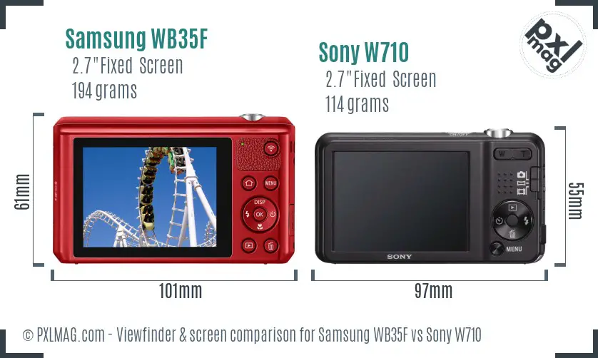 Samsung WB35F vs Sony W710 Screen and Viewfinder comparison