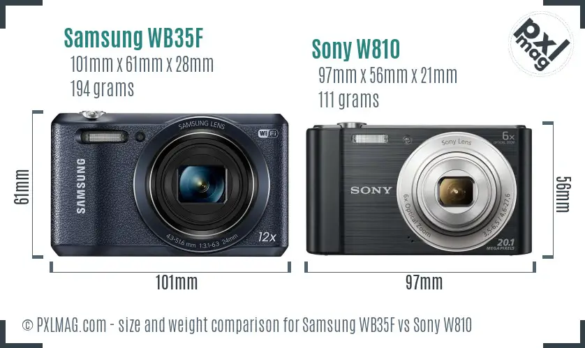 Samsung WB35F vs Sony W810 size comparison Samsung WB35F vs Sony W810 size comparison