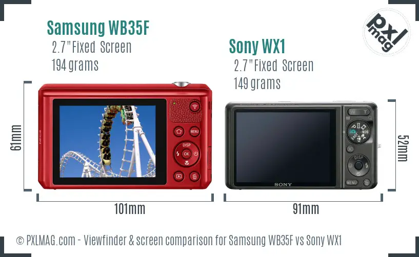 Samsung WB35F vs Sony WX1 Screen and Viewfinder comparison