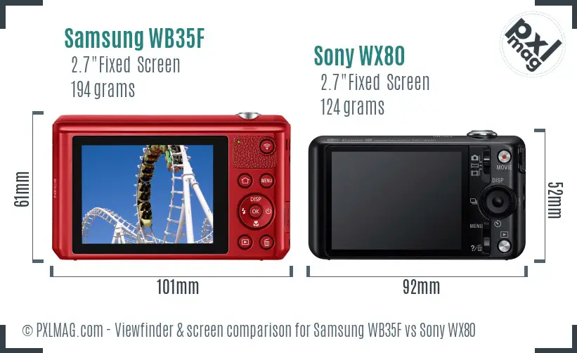 Samsung WB35F vs Sony WX80 Screen and Viewfinder comparison Samsung WB35F vs Sony WX80 Screen and Viewfinder comparison