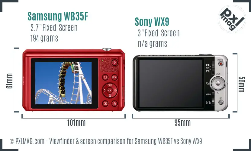 Samsung WB35F vs Sony WX9 Screen and Viewfinder comparison Samsung WB35F vs Sony WX9 Screen and Viewfinder comparison