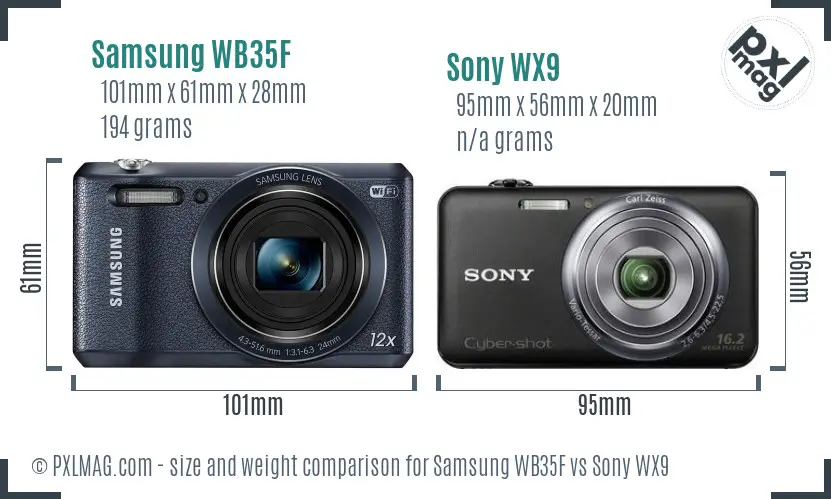 Samsung WB35F vs Sony WX9 size comparison Samsung WB35F vs Sony WX9 size comparison