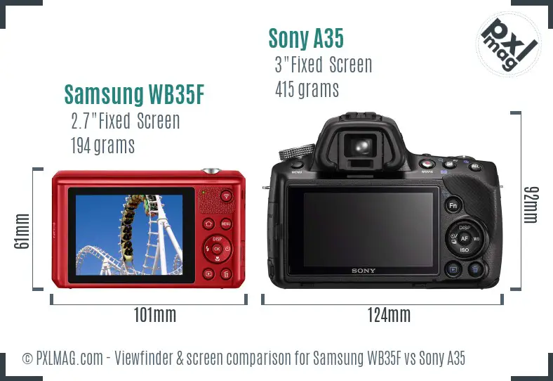 Samsung WB35F vs Sony A35 Screen and Viewfinder comparison