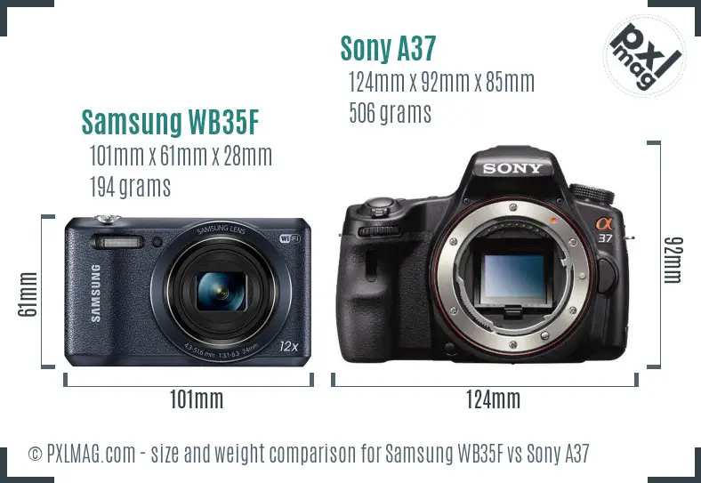Samsung WB35F vs Sony A37 size comparison