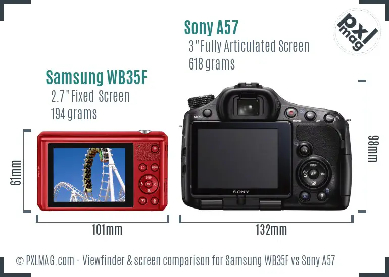 Samsung WB35F vs Sony A57 Screen and Viewfinder comparison Samsung WB35F vs Sony A57 Screen and Viewfinder comparison