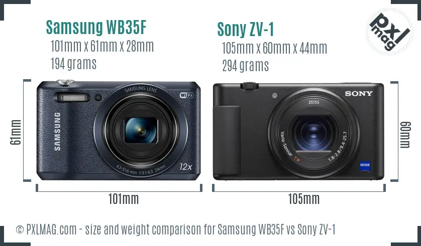 Samsung WB35F vs Sony ZV-1 size comparison Samsung WB35F vs Sony ZV-1 size comparison