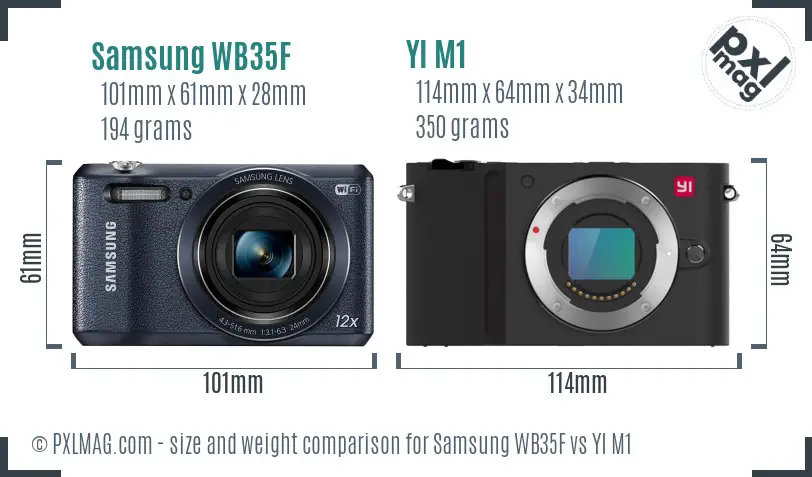 Samsung WB35F vs YI M1 size comparison