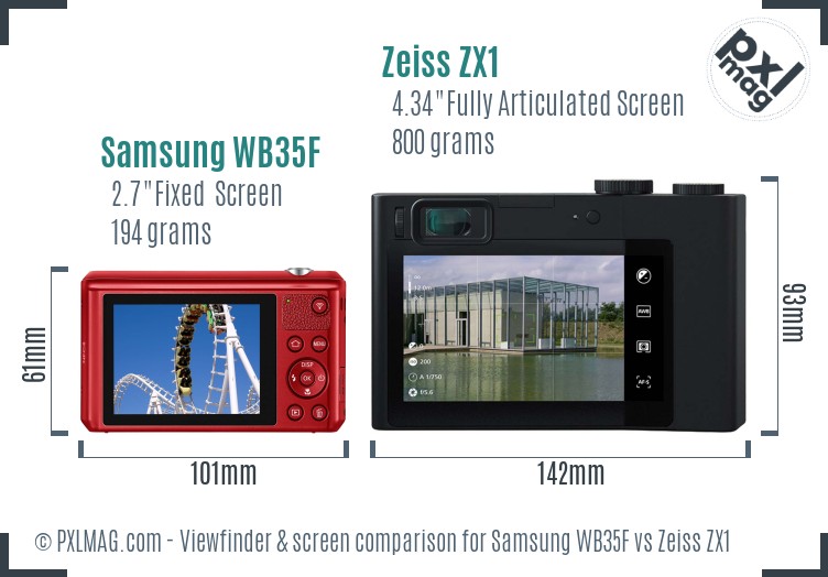 Samsung WB35F vs Zeiss ZX1 Screen and Viewfinder comparison