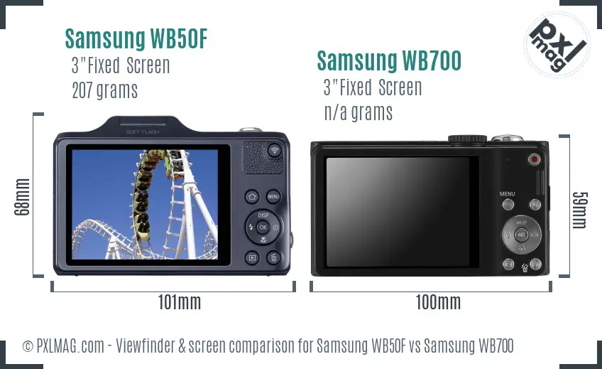 Samsung WB50F vs Samsung WB700 Screen and Viewfinder comparison