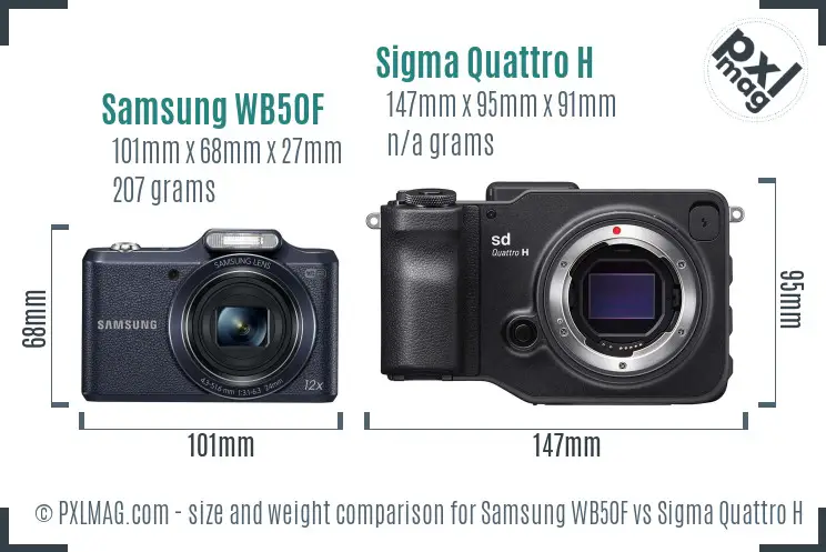Samsung WB50F vs Sigma Quattro H size comparison
