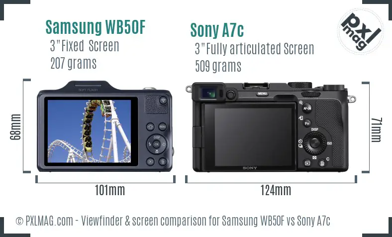 Samsung WB50F vs Sony A7c Screen and Viewfinder comparison Samsung WB50F vs Sony A7c Screen and Viewfinder comparison