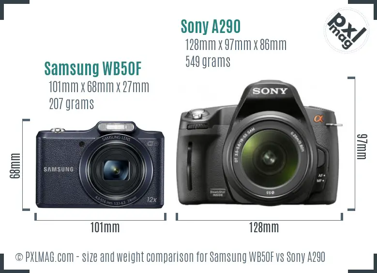 Samsung WB50F vs Sony A290 size comparison Samsung WB50F vs Sony A290 size comparison