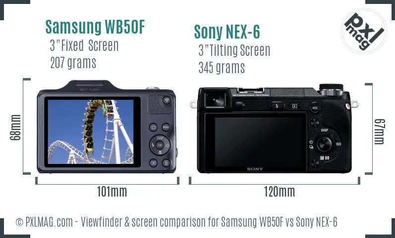 Samsung WB50F vs Sony NEX-6 Screen and Viewfinder comparison