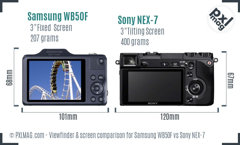 Samsung WB50F vs Sony NEX-7 Screen and Viewfinder comparison