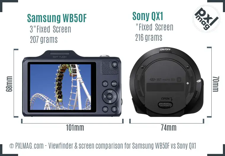 Samsung WB50F vs Sony QX1 Screen and Viewfinder comparison Samsung WB50F vs Sony QX1 Screen and Viewfinder comparison