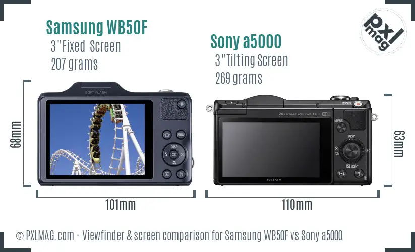 Samsung WB50F vs Sony a5000 Screen and Viewfinder comparison