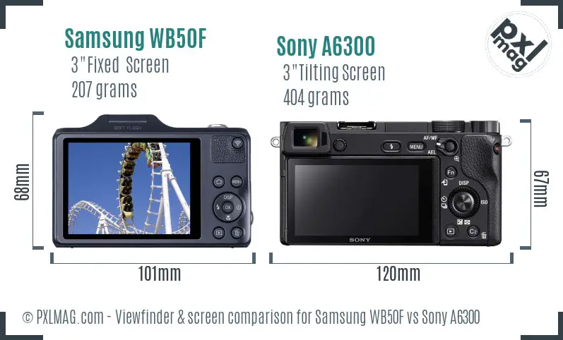 Samsung WB50F vs Sony A6300 Screen and Viewfinder comparison