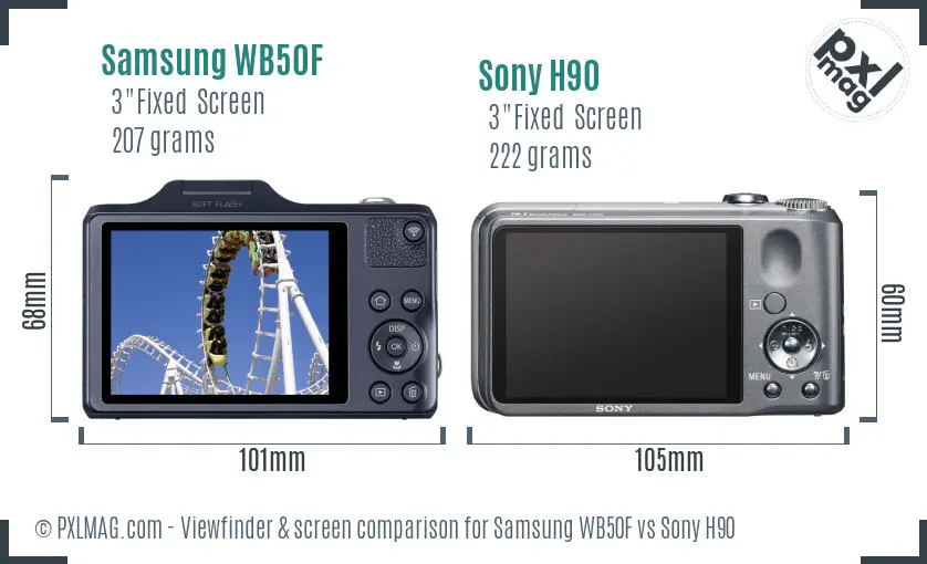 Samsung WB50F vs Sony H90 Screen and Viewfinder comparison Samsung WB50F vs Sony H90 Screen and Viewfinder comparison