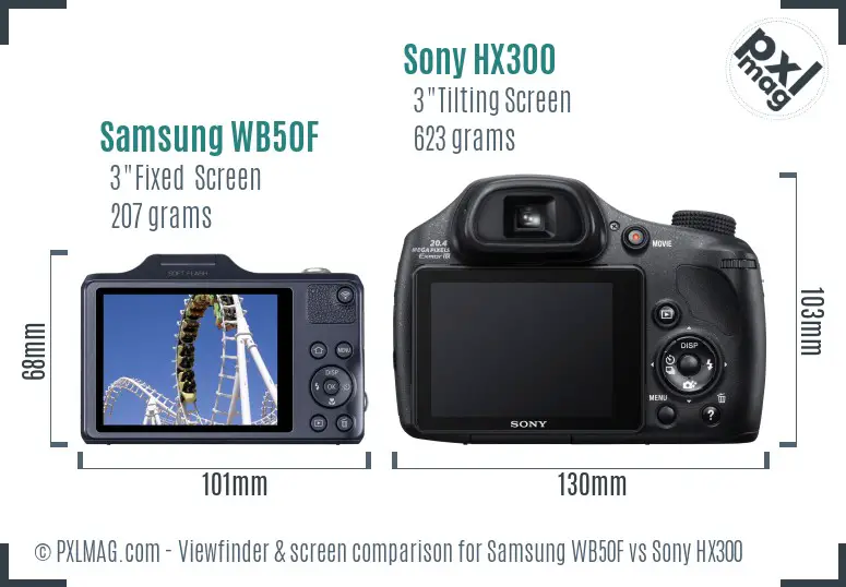 Samsung WB50F vs Sony HX300 Screen and Viewfinder comparison
