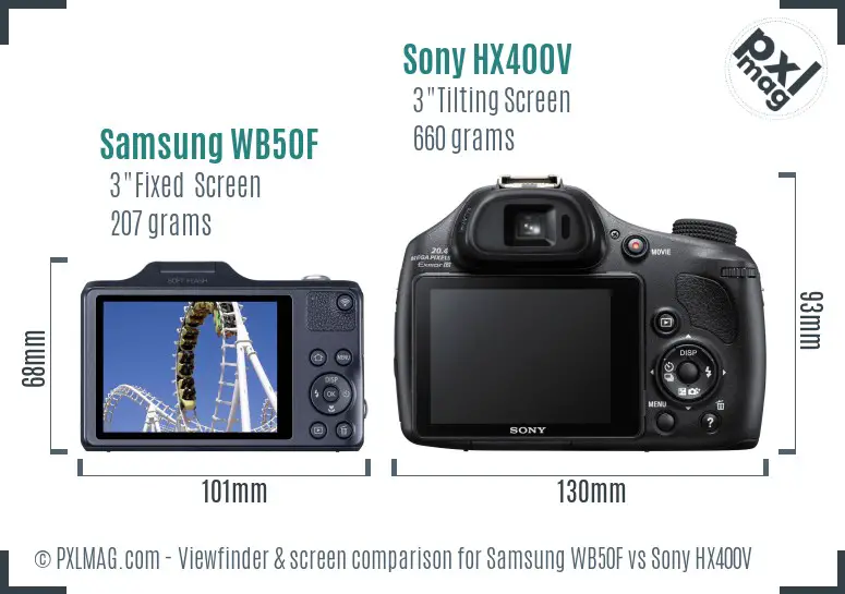 Samsung WB50F vs Sony HX400V Screen and Viewfinder comparison