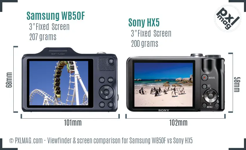 Samsung WB50F vs Sony HX5 Screen and Viewfinder comparison Samsung WB50F vs Sony HX5 Screen and Viewfinder comparison