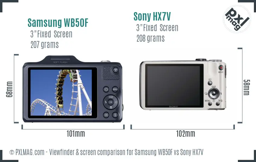 Samsung WB50F vs Sony HX7V Screen and Viewfinder comparison