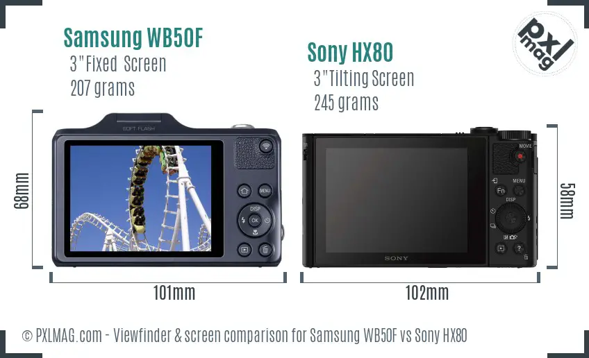 Samsung WB50F vs Sony HX80 Screen and Viewfinder comparison