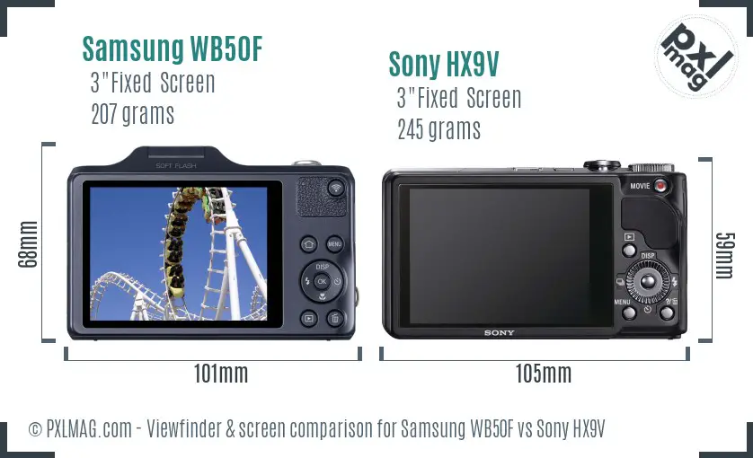 Samsung WB50F vs Sony HX9V Screen and Viewfinder comparison