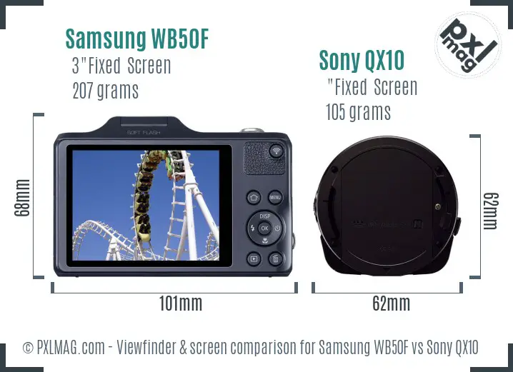 Samsung WB50F vs Sony QX10 Screen and Viewfinder comparison Samsung WB50F vs Sony QX10 Screen and Viewfinder comparison