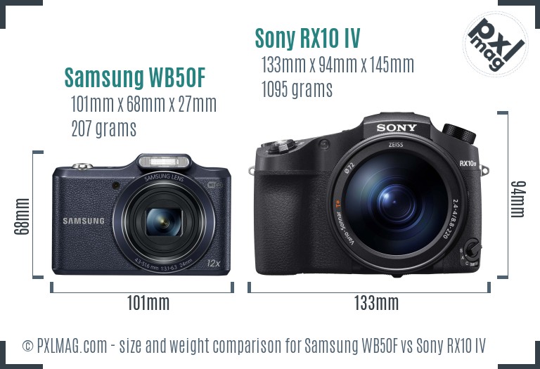 Samsung WB50F vs Sony RX10 IV size comparison Samsung WB50F vs Sony RX10 IV size comparison