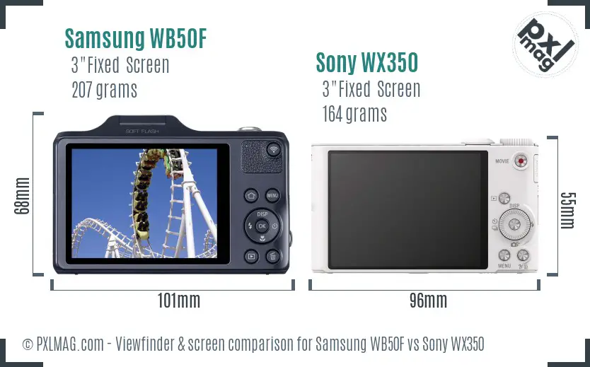 Samsung WB50F vs Sony WX350 Screen and Viewfinder comparison Samsung WB50F vs Sony WX350 Screen and Viewfinder comparison