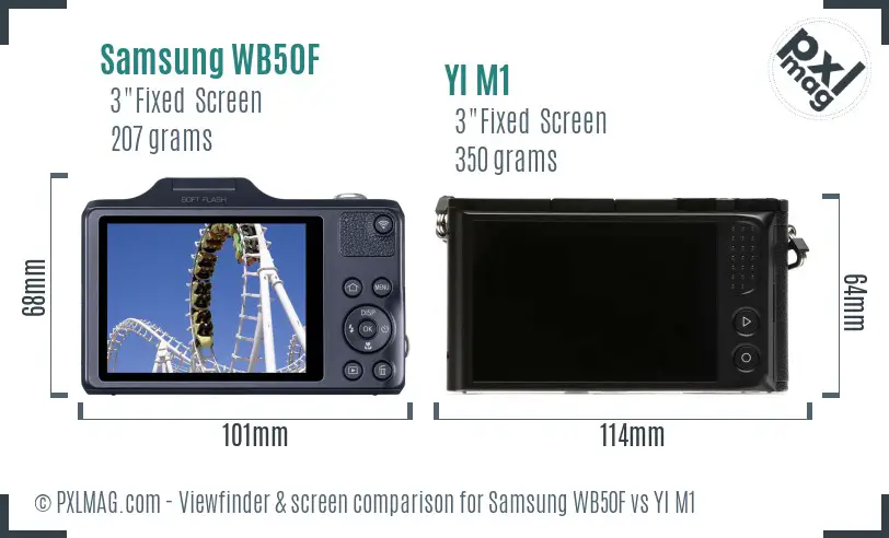 Samsung WB50F vs YI M1 Screen and Viewfinder comparison