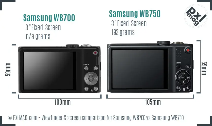 Samsung WB700 vs Samsung WB750 Screen and Viewfinder comparison