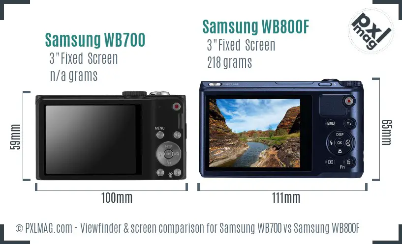 Samsung WB700 vs Samsung WB800F Screen and Viewfinder comparison