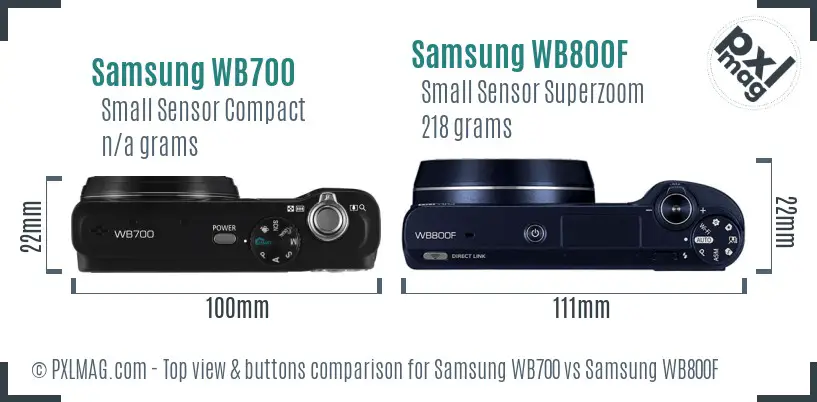 Samsung WB700 vs Samsung WB800F top view buttons comparison