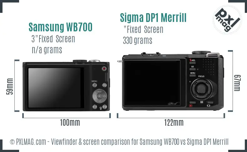 Samsung WB700 vs Sigma DP1 Merrill Screen and Viewfinder comparison