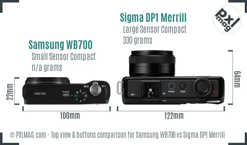 Samsung WB700 vs Sigma DP1 Merrill top view buttons comparison