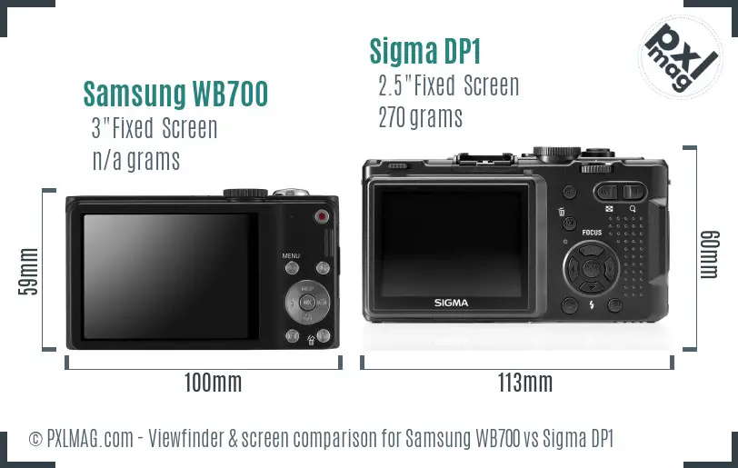 Samsung WB700 vs Sigma DP1 Screen and Viewfinder comparison