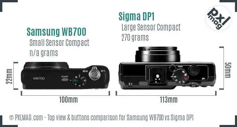 Samsung WB700 vs Sigma DP1 top view buttons comparison
