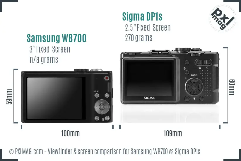 Samsung WB700 vs Sigma DP1s Screen and Viewfinder comparison
