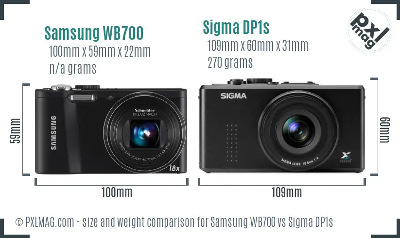 Samsung WB700 vs Sigma DP1s size comparison