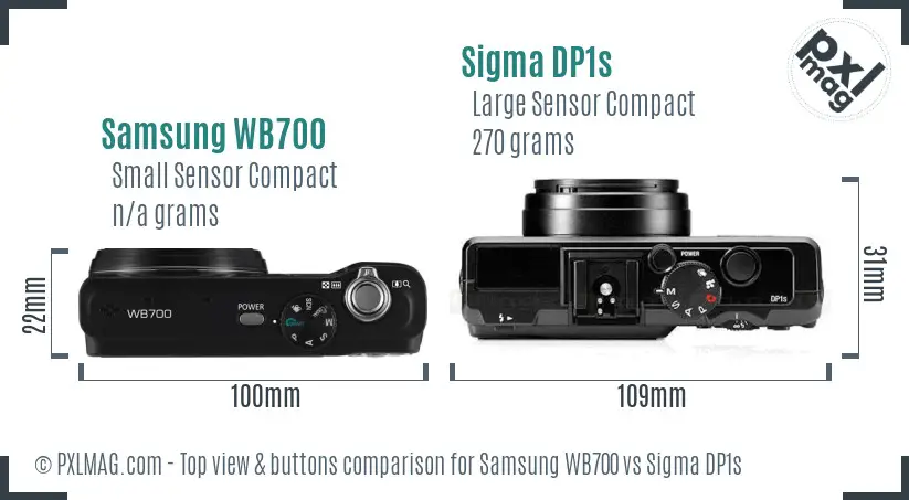 Samsung WB700 vs Sigma DP1s top view buttons comparison