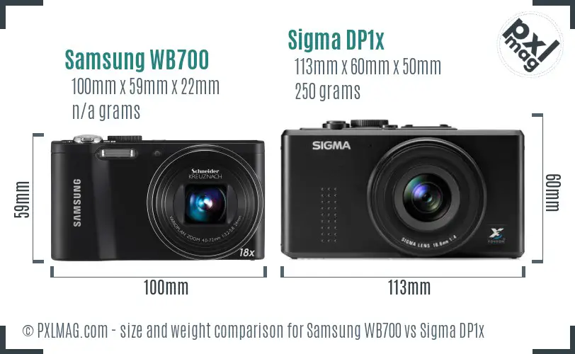 Samsung WB700 vs Sigma DP1x size comparison