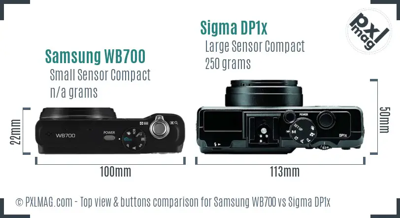 Samsung WB700 vs Sigma DP1x top view buttons comparison