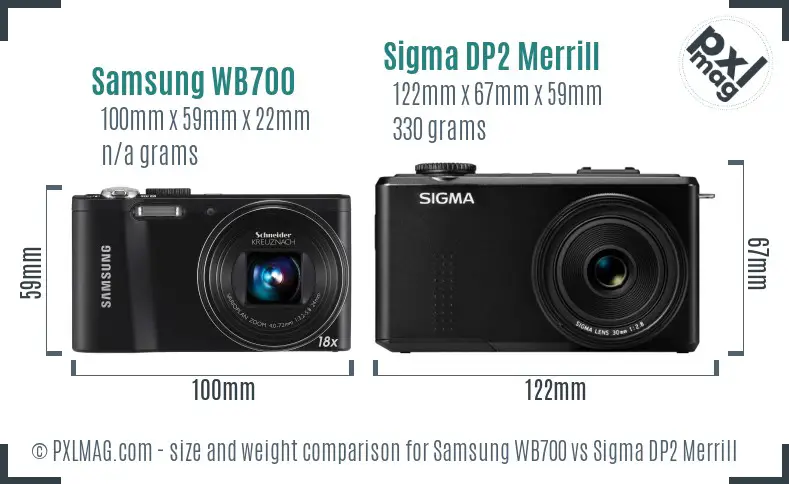 Samsung WB700 vs Sigma DP2 Merrill size comparison