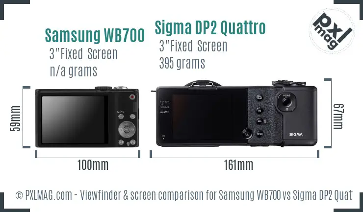 Samsung WB700 vs Sigma DP2 Quattro Screen and Viewfinder comparison