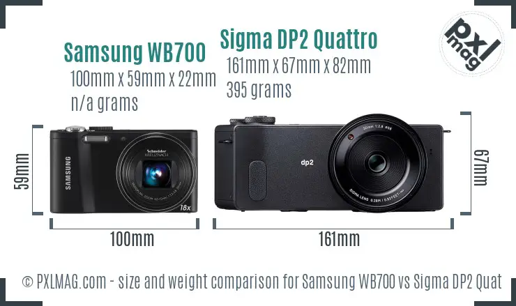 Samsung WB700 vs Sigma DP2 Quattro size comparison