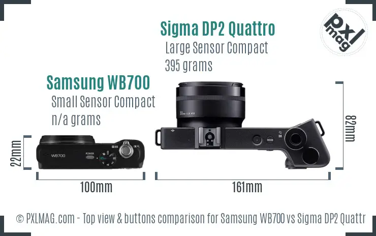 Samsung WB700 vs Sigma DP2 Quattro top view buttons comparison