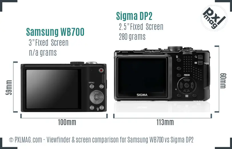 Samsung WB700 vs Sigma DP2 Screen and Viewfinder comparison