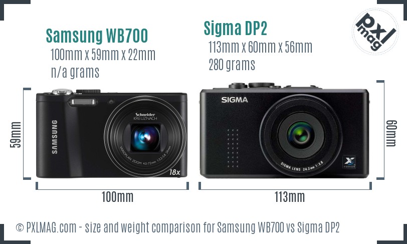 Samsung WB700 vs Sigma DP2 size comparison